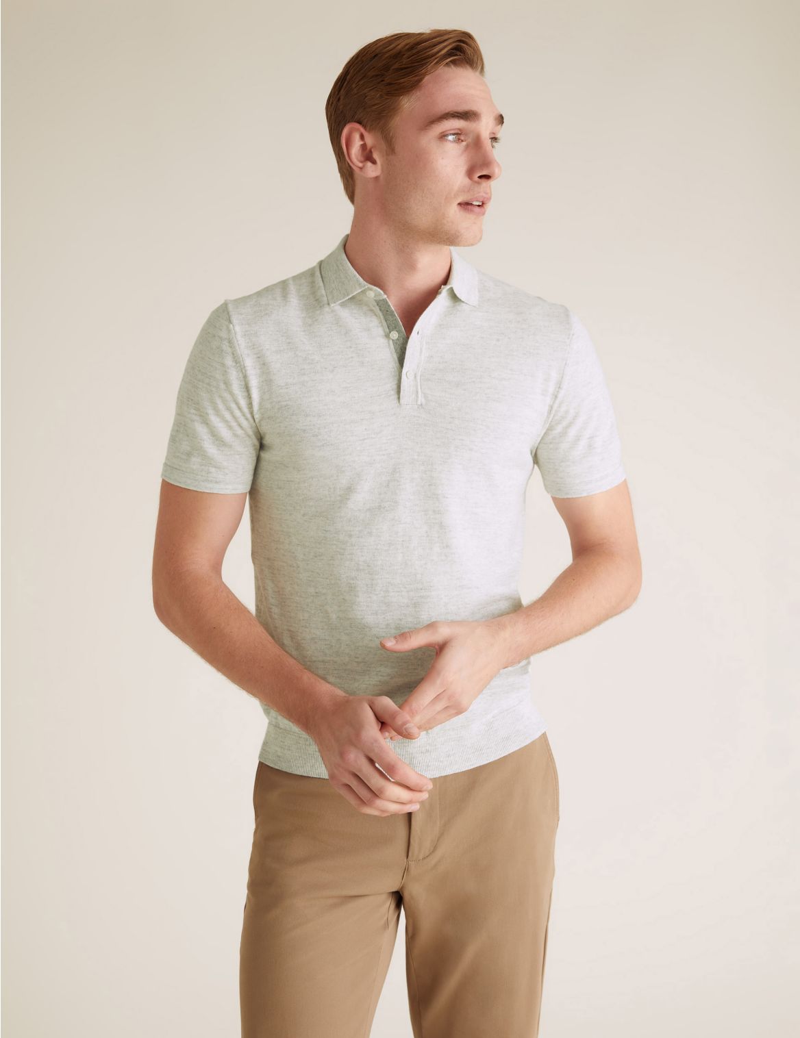 Cotton Knitted Polo Shirt white
