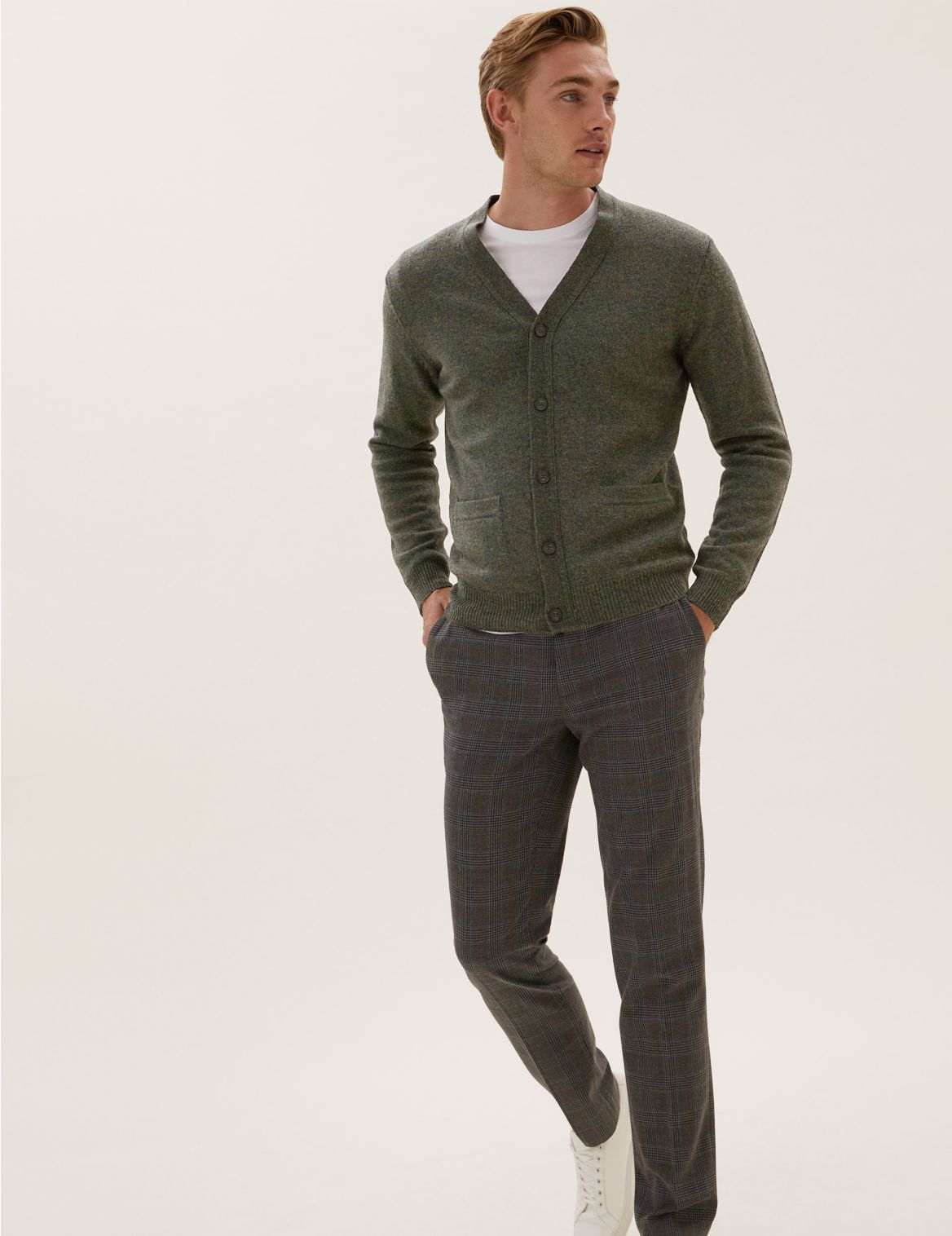 Pure Lambswool V-Neck Cardigan green