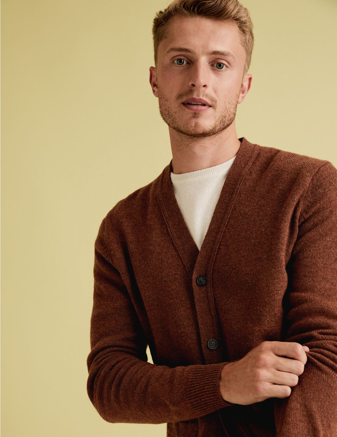 Pure Lambswool V-Neck Cardigan brown