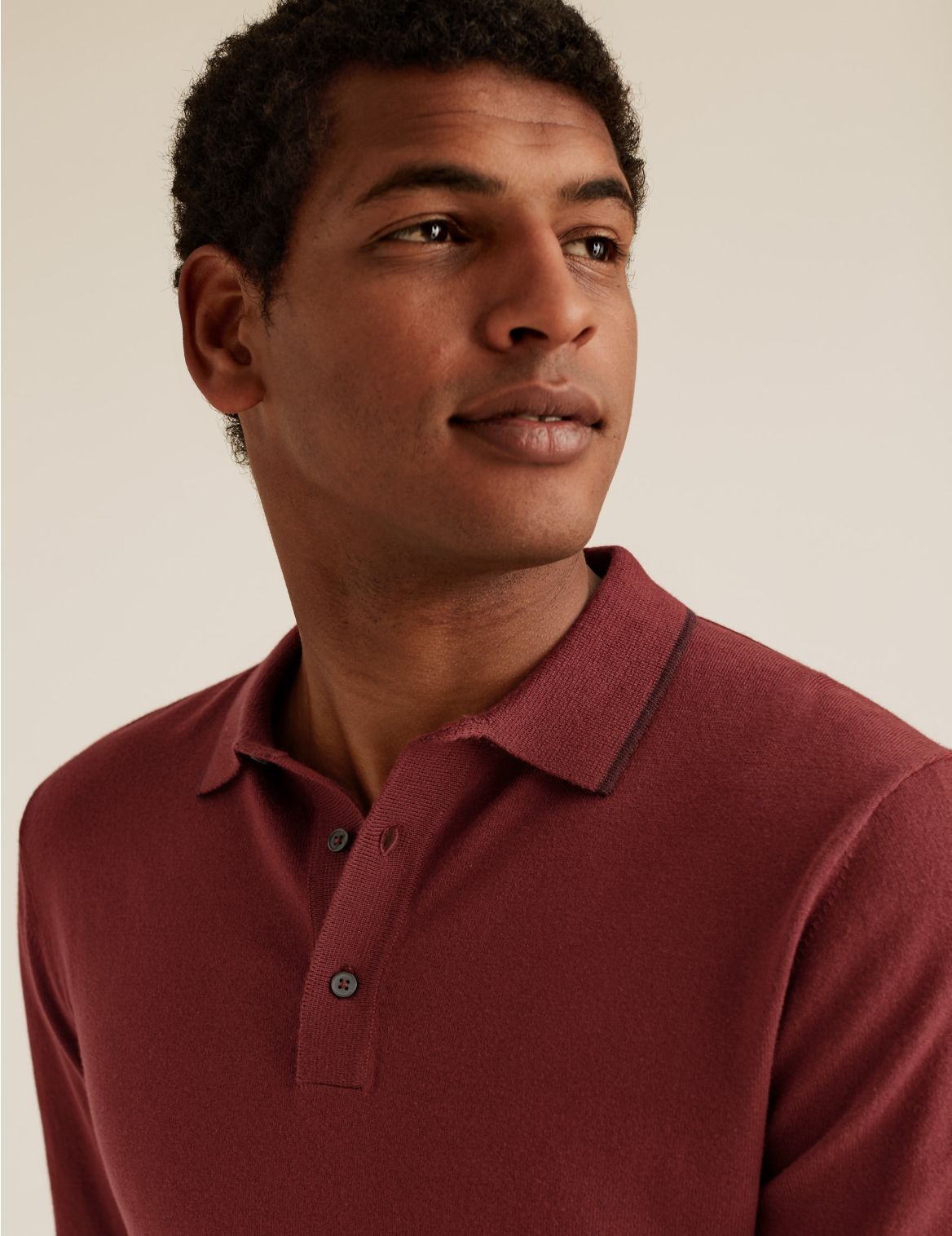 Cotton Knitted Polo Shirt red