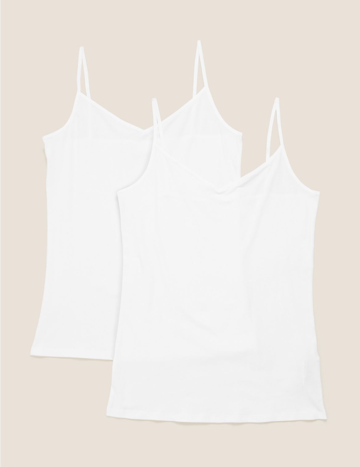 2pk Cotton Strappy Vests white