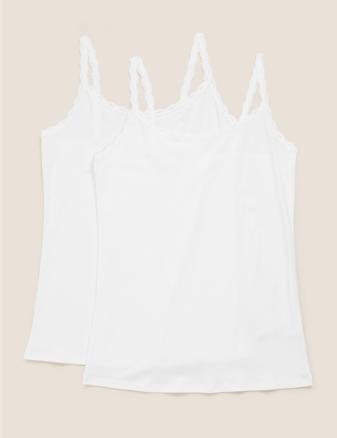 2pk Cotton Lace Trim Vest white