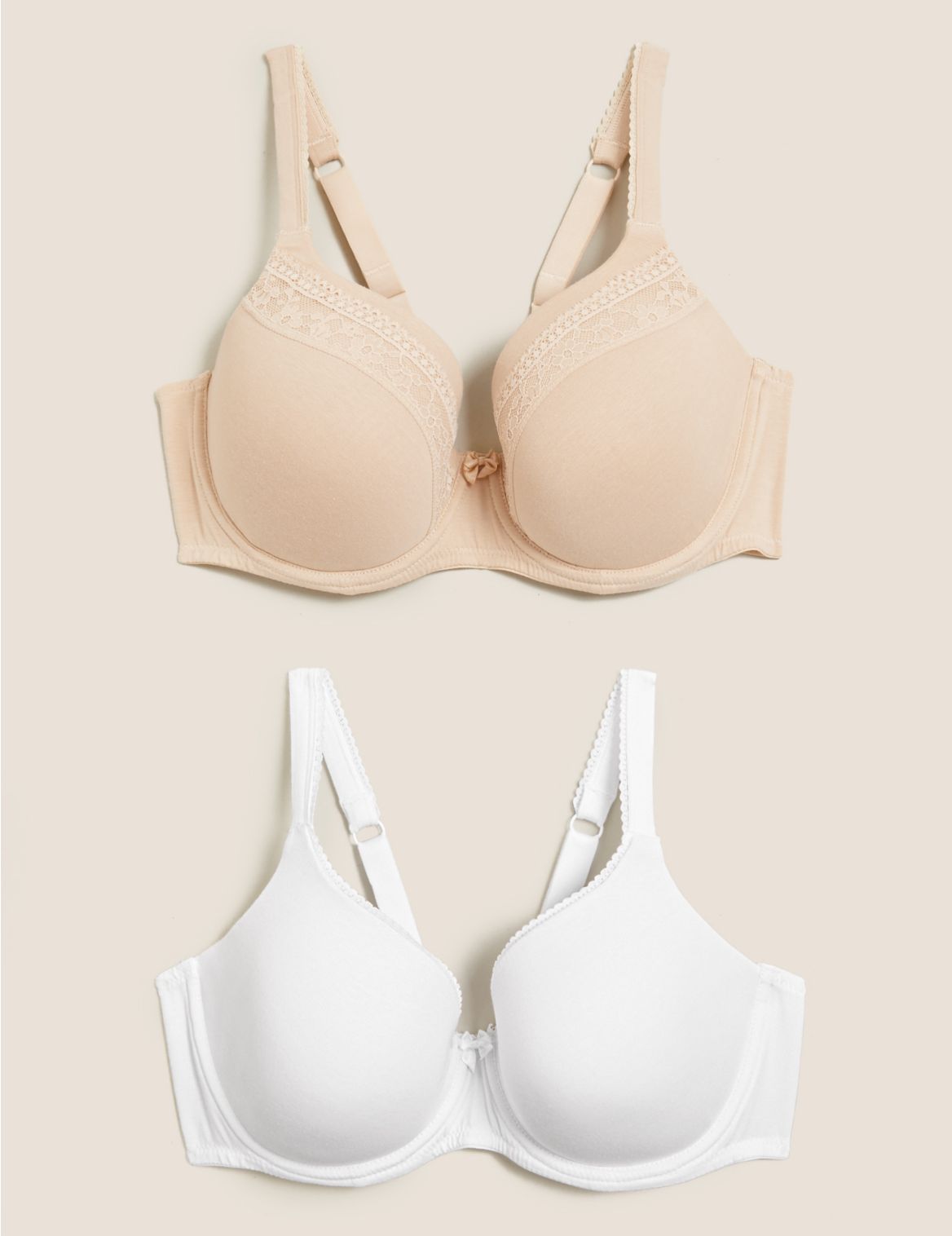 2pk Padded Underwired Full Cup Bras A-E beige