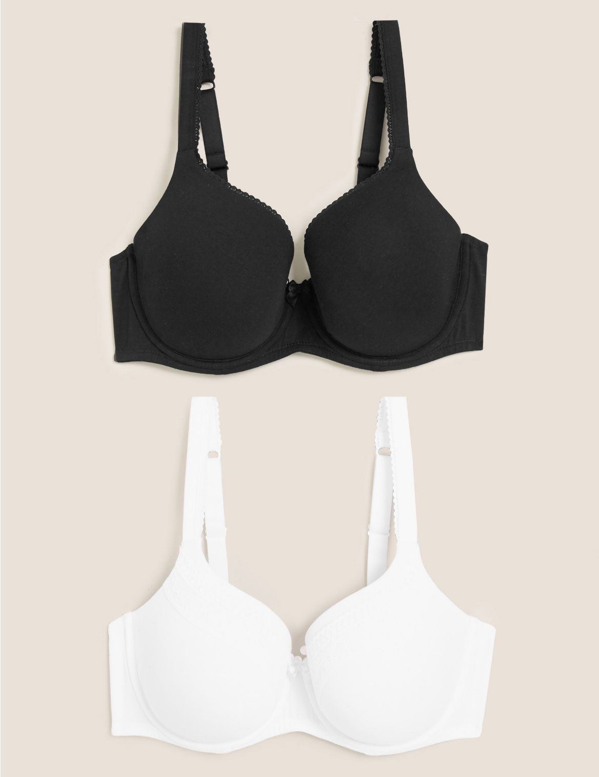 2pk Padded Underwired Full Cup Bras A-E black