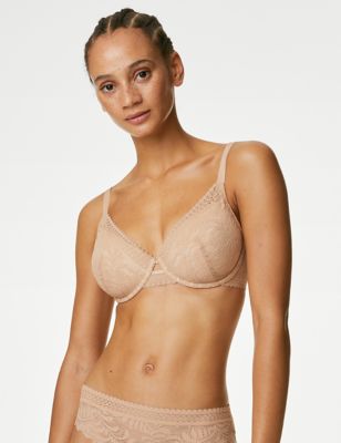 M&S Collection Cotton Blend & Lace Non Wired Total Support Bra