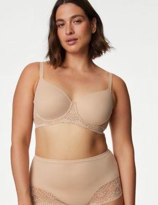 M&S Front Fastening UNDERWIRED Smoothing PLUNGE T Shirt Bra In