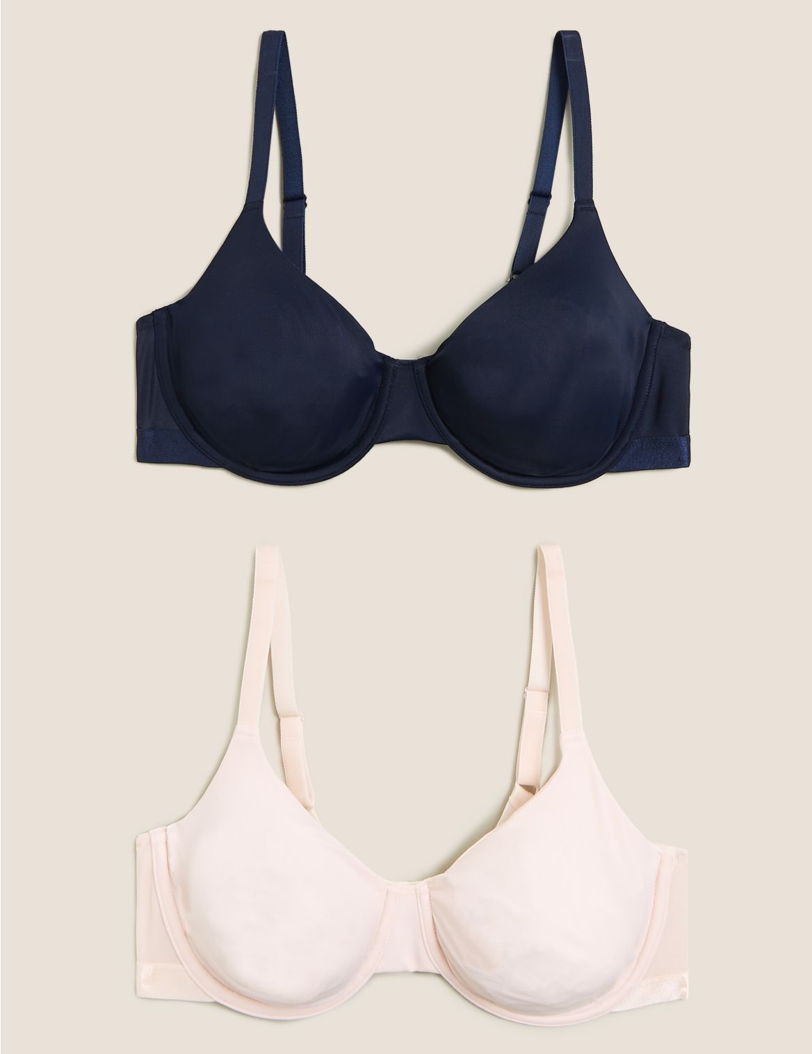 2pk Non-Padded Full Cup Bras A-E navy