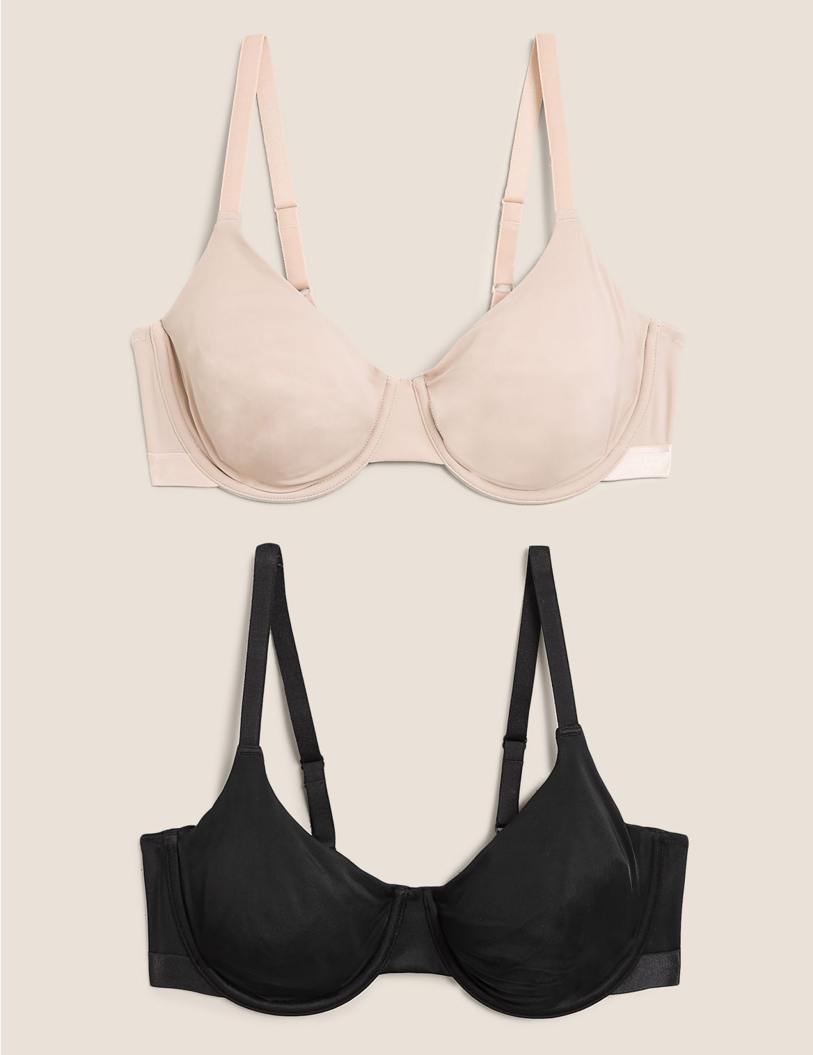 2pk Non-Padded Full Cup Bras A-E beige