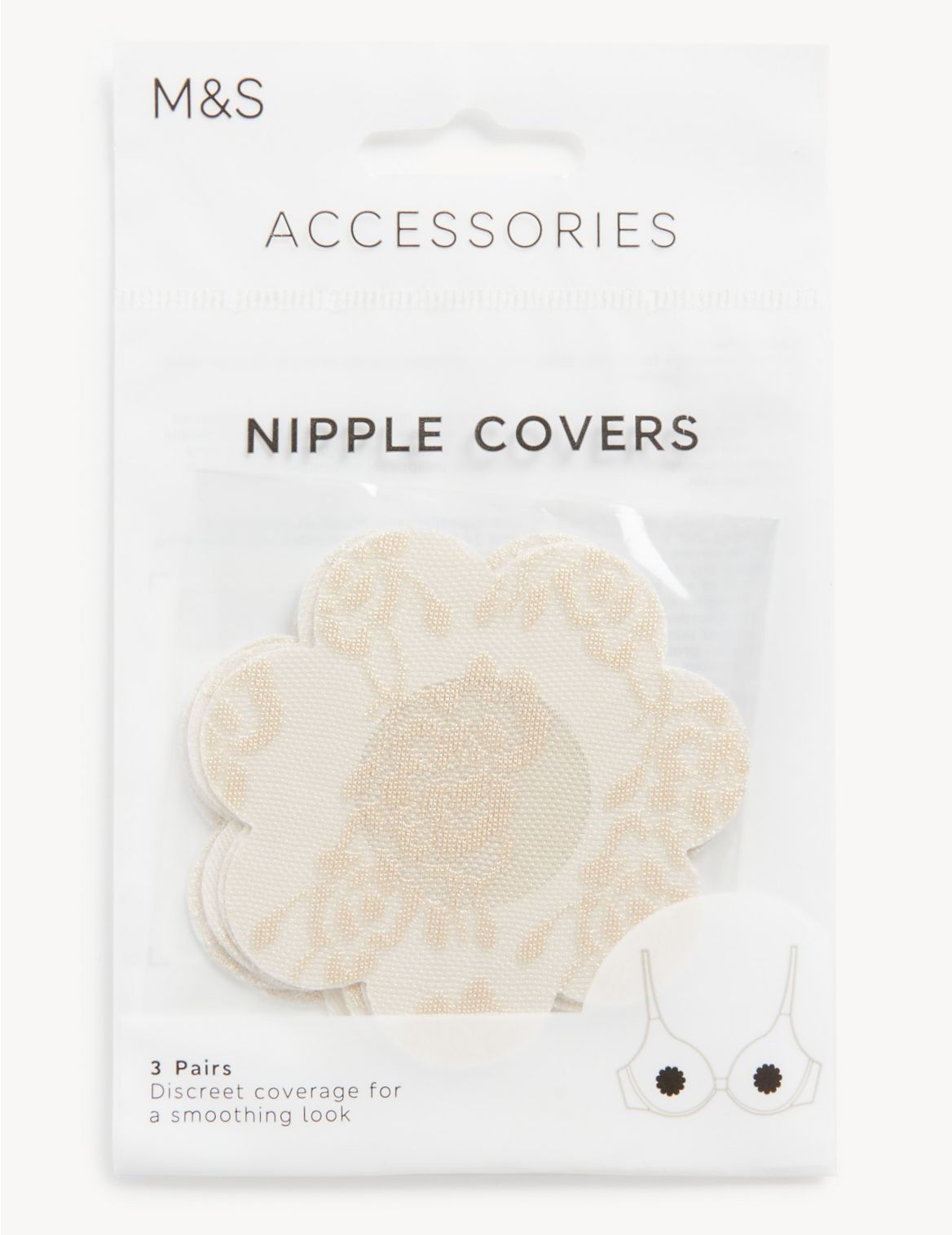 3pk Floral Nipple Covers beige