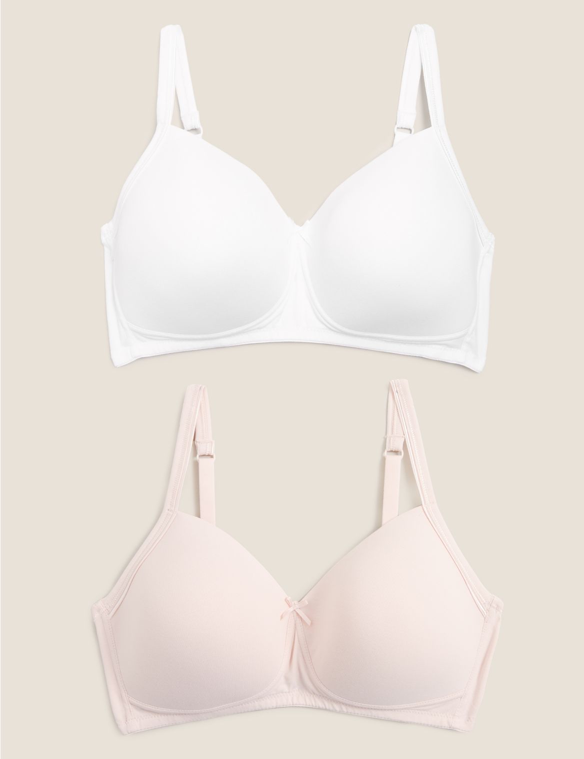 2pk Cotton Rich Padded Full Cup Bras AA-D white
