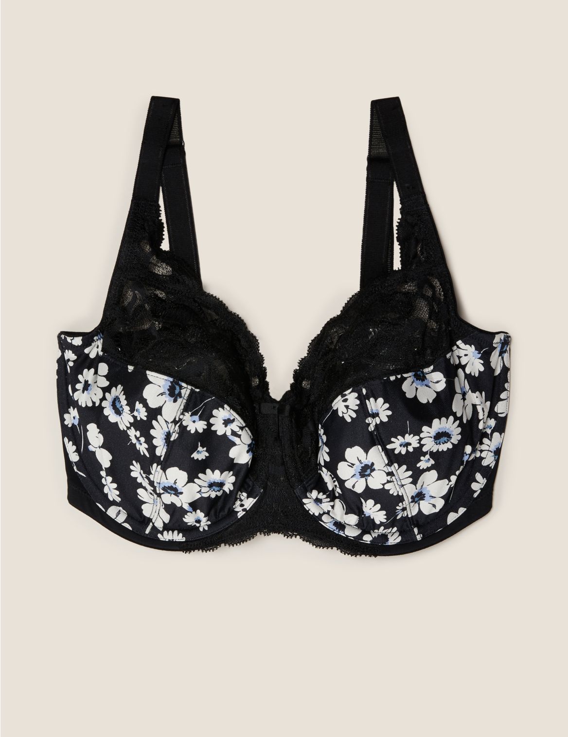 Wild Blooms Non-Padded Full Cup Bra F-H black