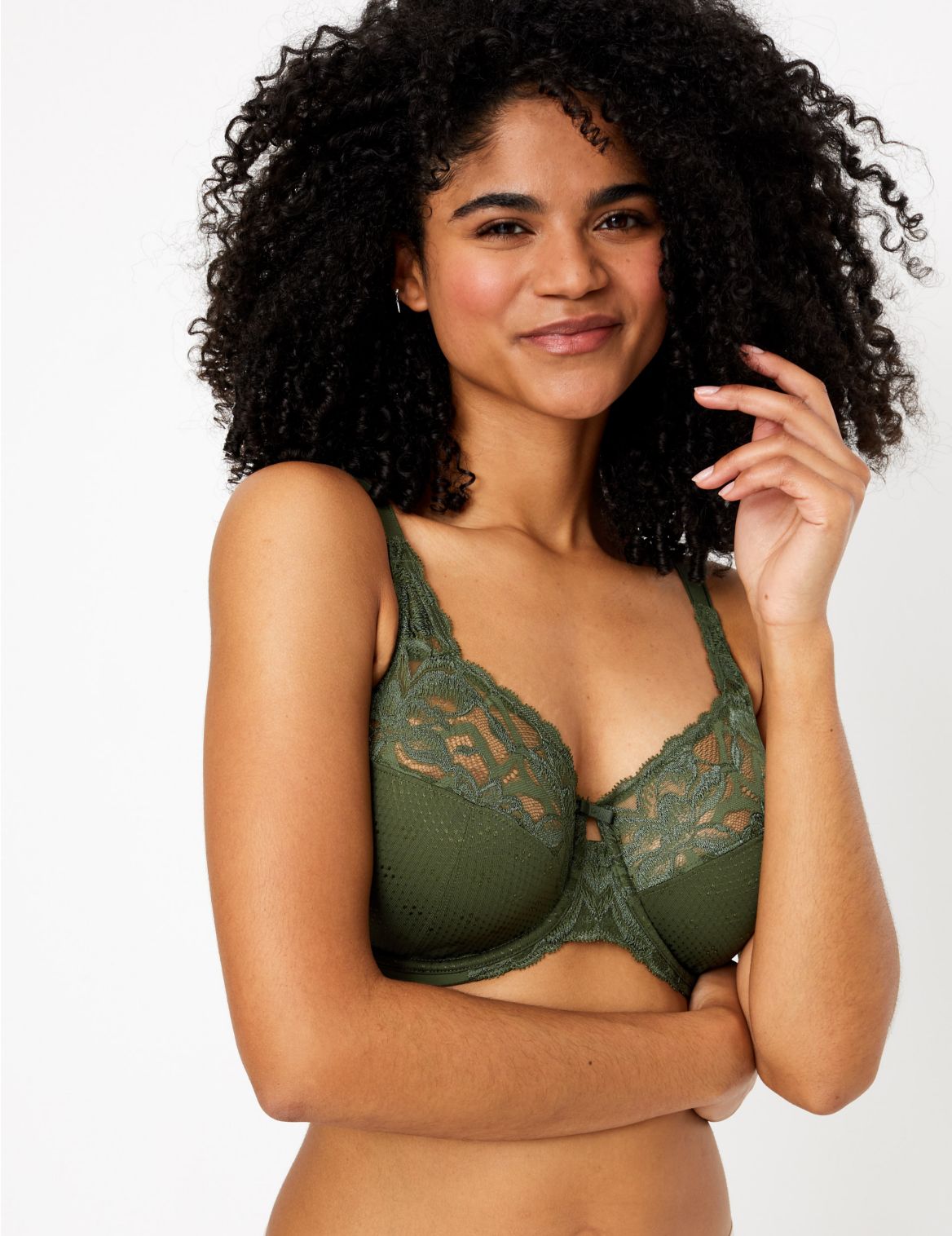 Wild Blooms Non-Padded Full Cup Bra F-J green