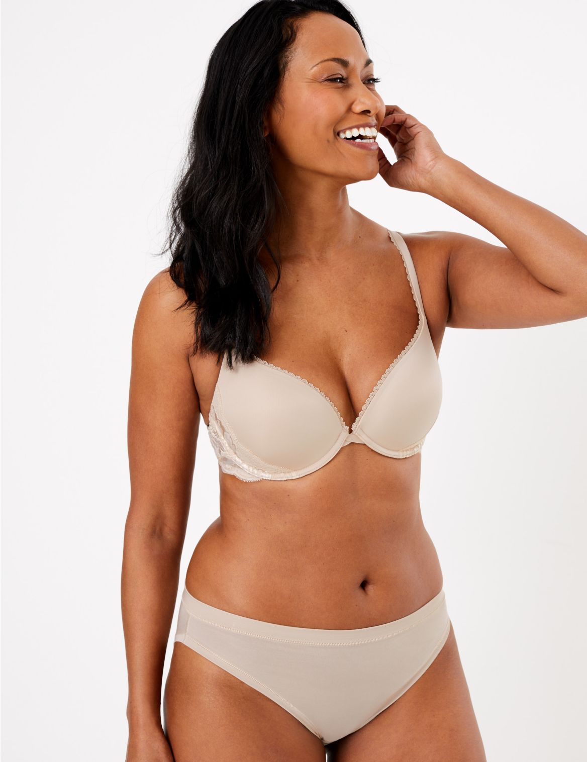 Perfect Fit Padded Push-up Plunge Bra AA-E beige