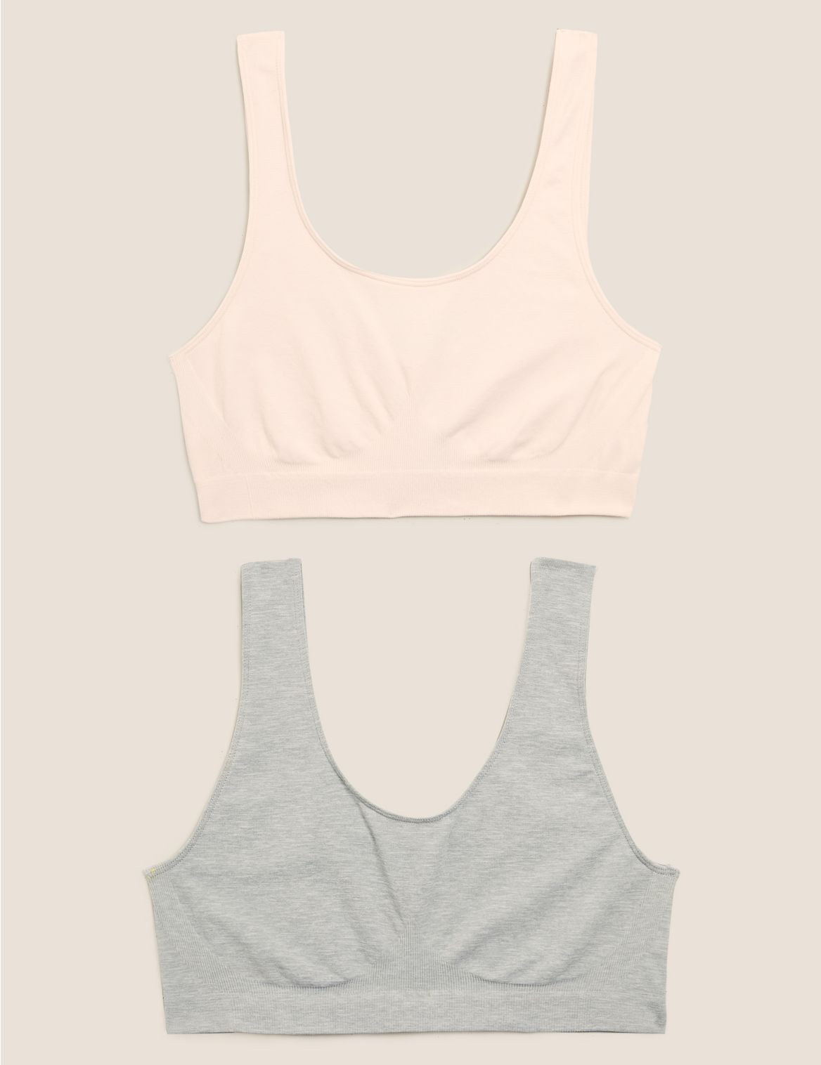 2pk Non-Wired Full Cup Crop Tops grey