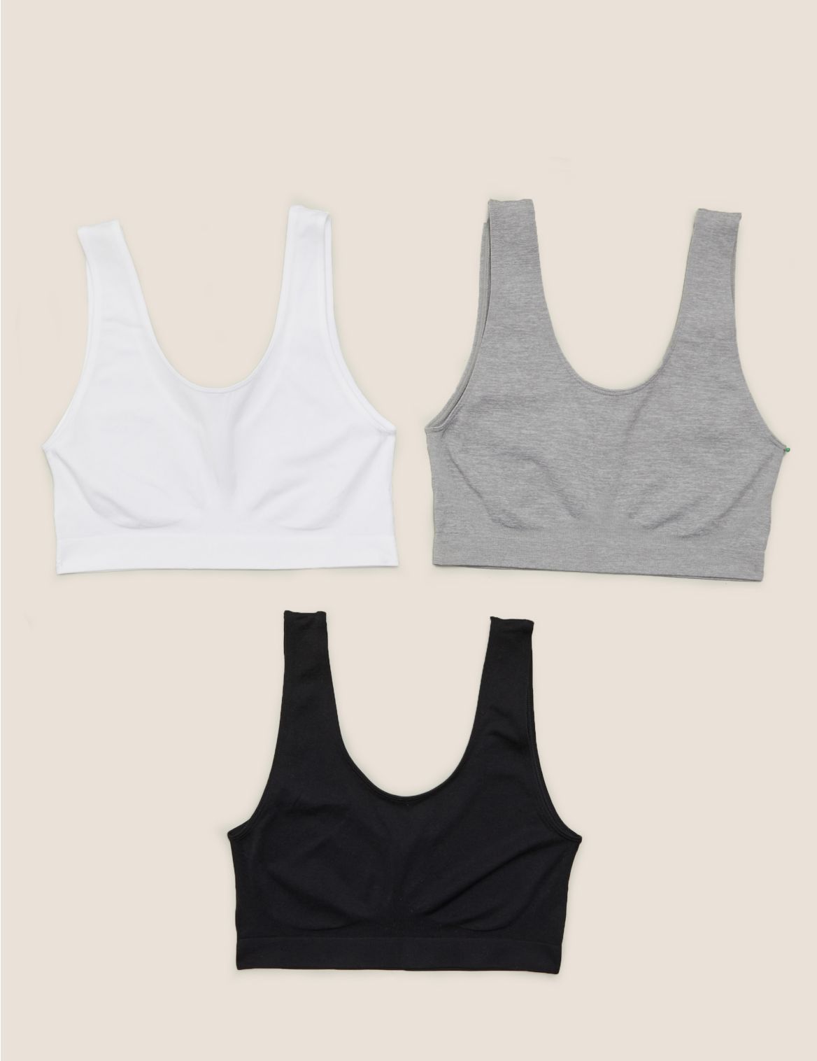 3pk Non Wired Crop Tops white
