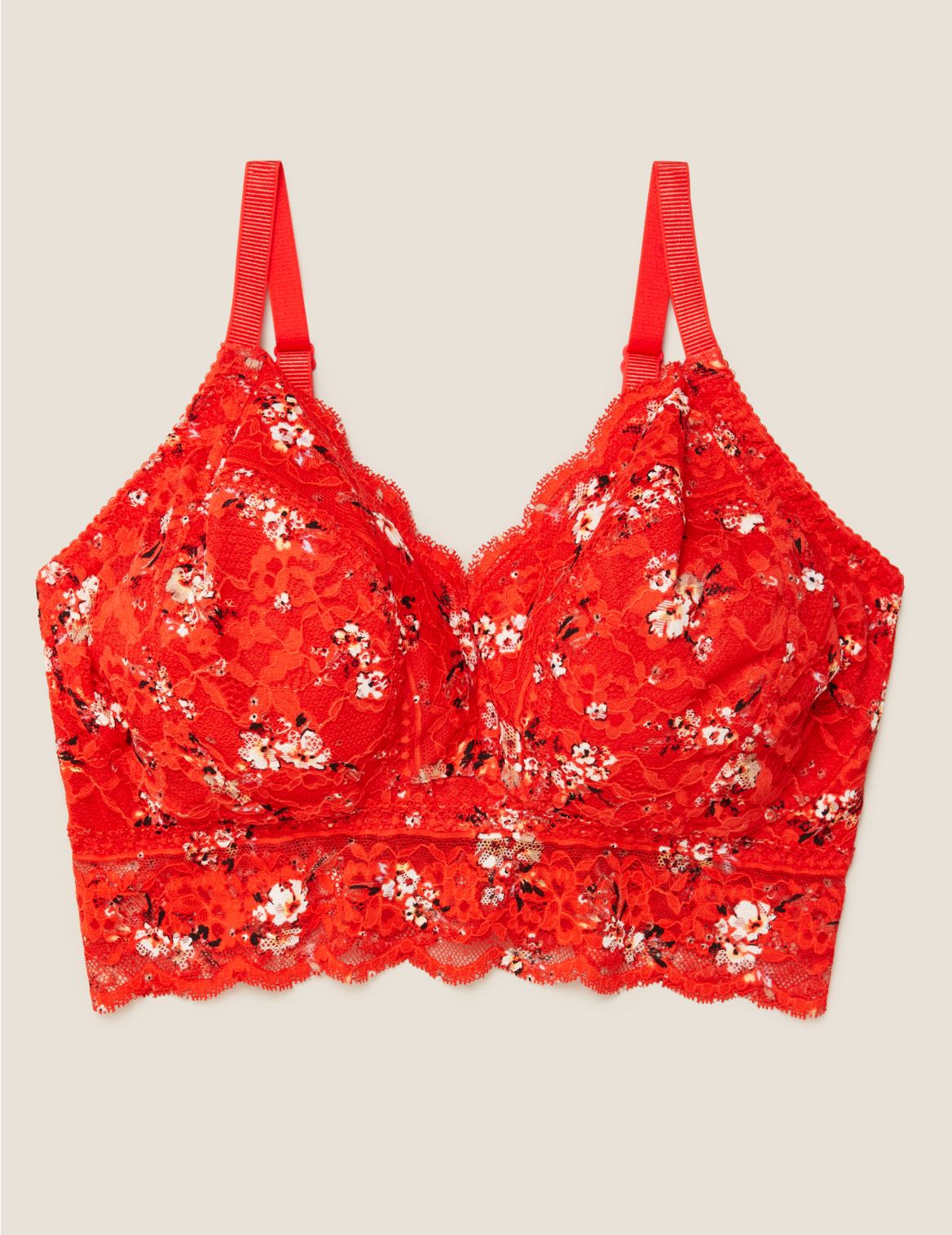 Garden Floral Lace Non Wired Bralette red