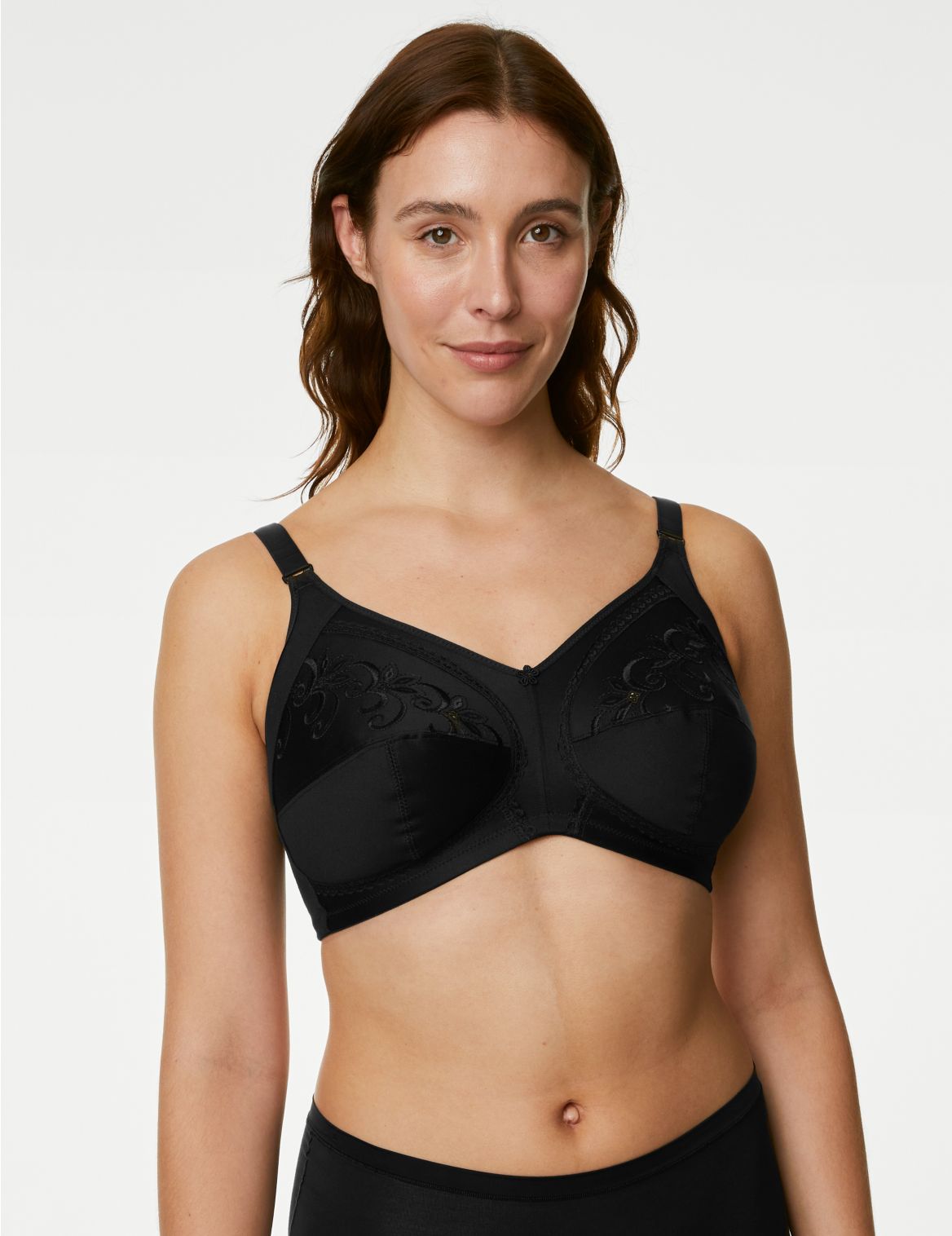 Total Support Embroidered Full Cup Bra B-G black
