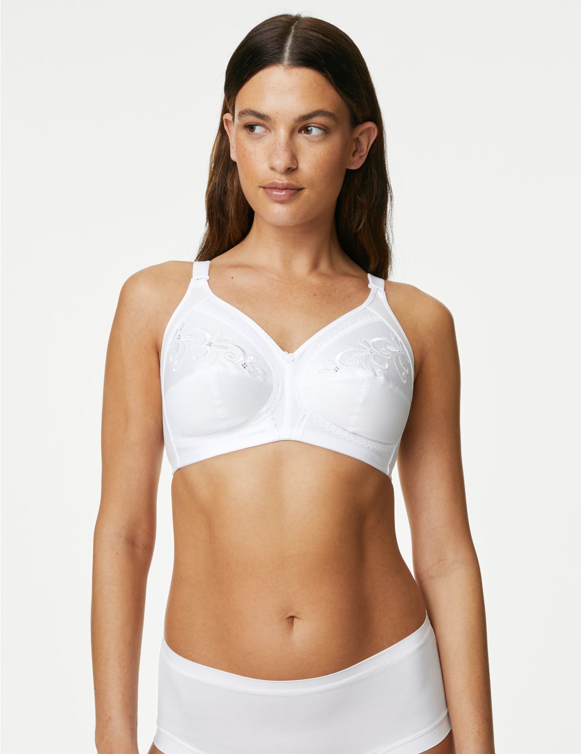 Total Support Embroidered Full Cup Bra B-G white