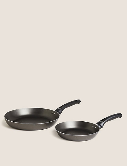 M&S Collection 2Pc Everyday Aluminium Frying Pan Set - 1Size - Grey, Grey