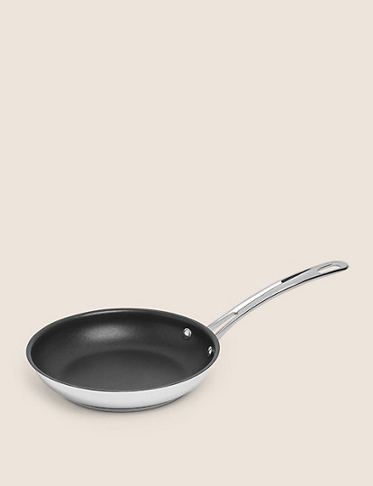M&S Collection Stainless Steel 20Cm Small Non-Stick Frying Pan - 1Size - Silver, Silver