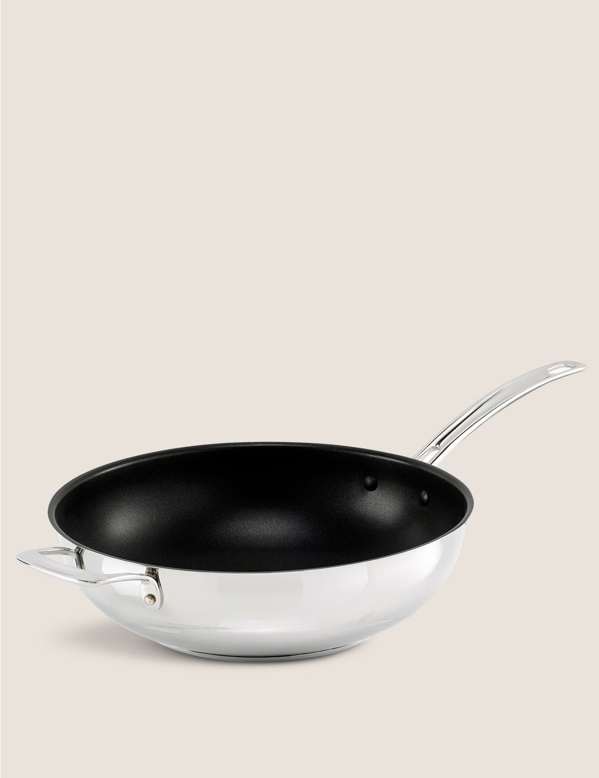 Stainless Steel 30cm Large Wok silver