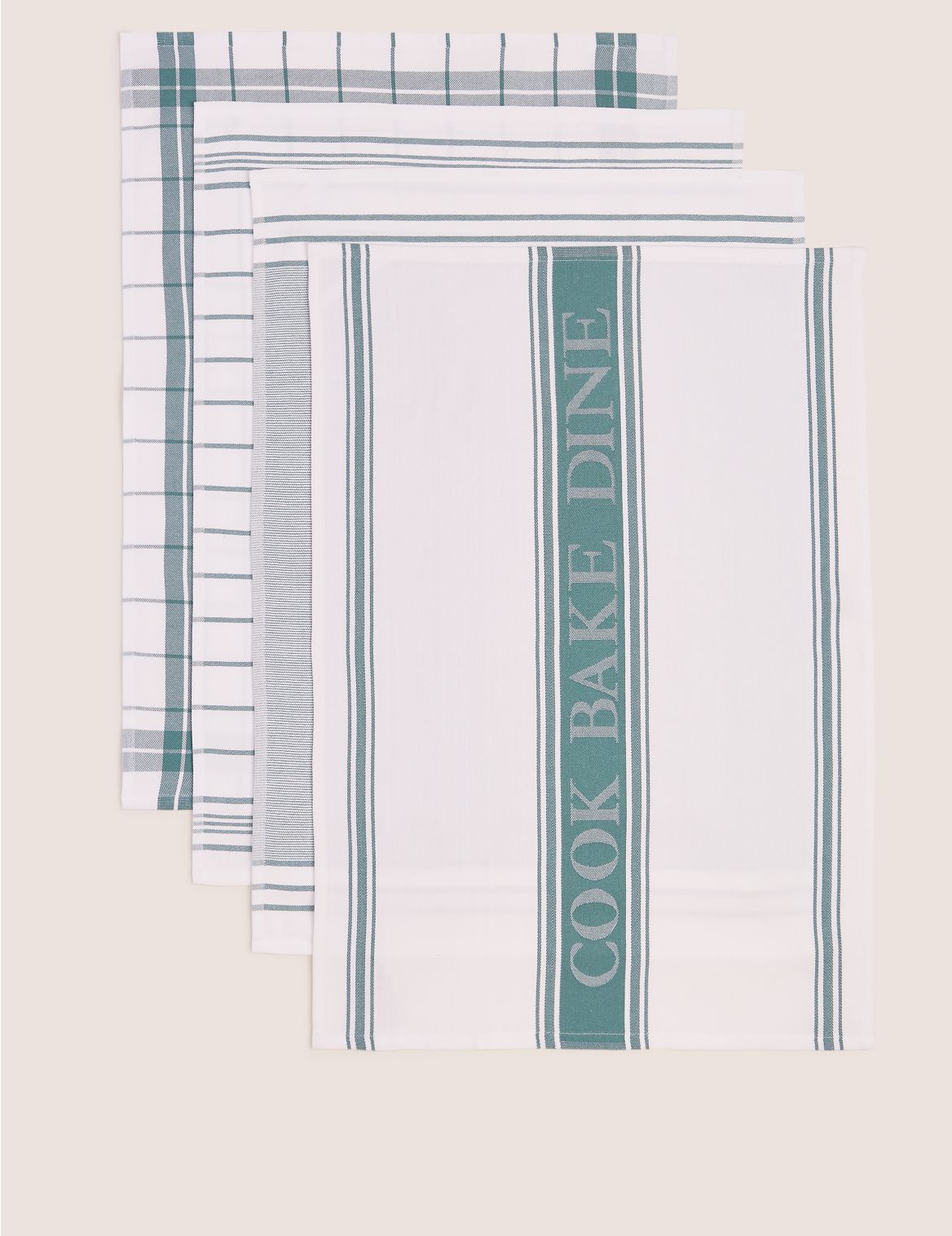 Set of 4 Assorted Design Tea Towels blue
