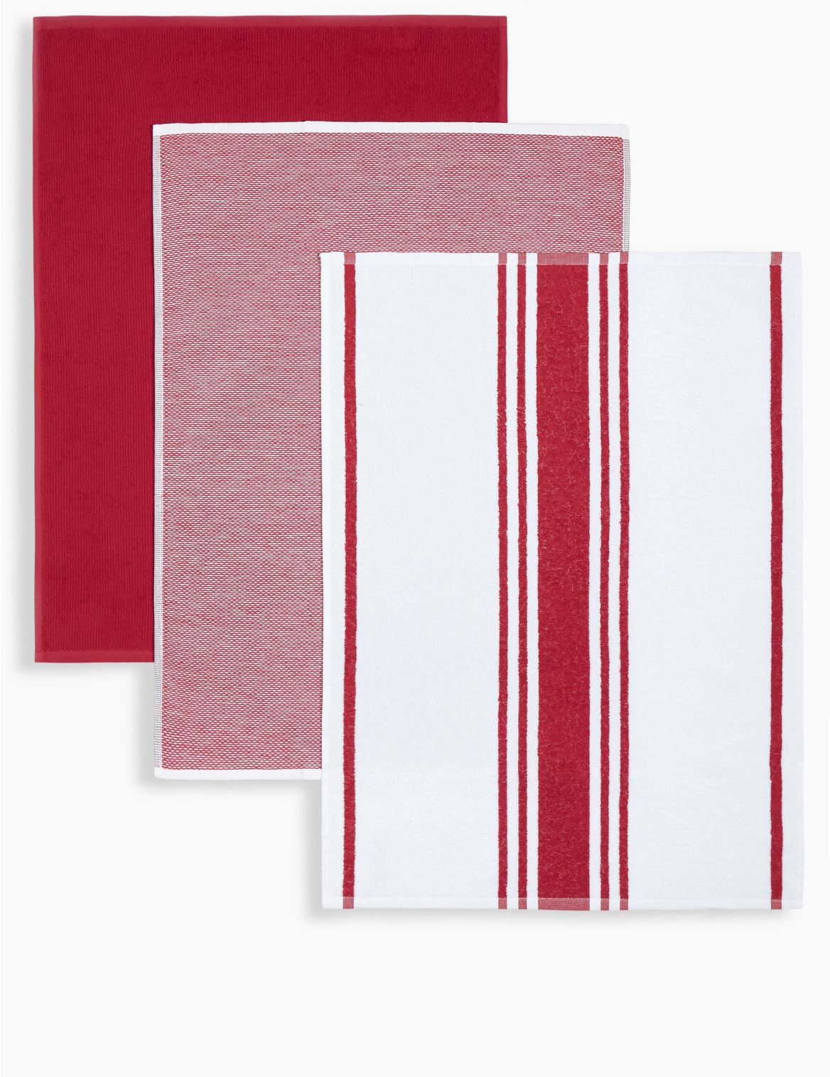 Image of Set of 3 Assorted Kitchen Towels red
