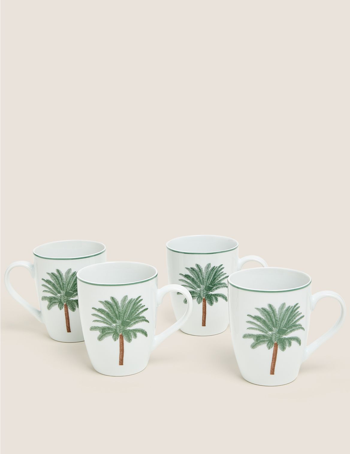 Set of 4 Palm Mugs green