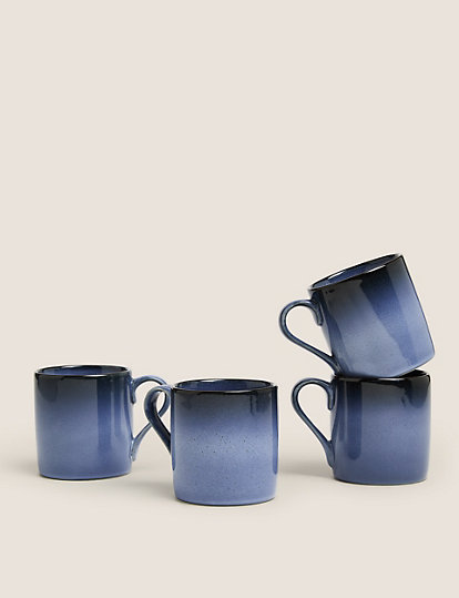 M&S Collection Set Of 4 Amberley Ombre Mugs - 1Size - Blue, Blue