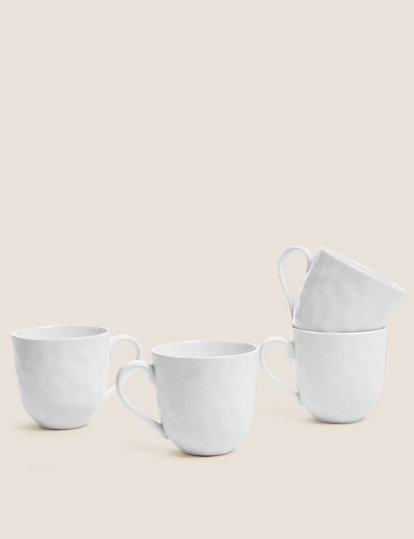 M&S Collection Set Of 4 Artisan Mugs - 1Size - White, White