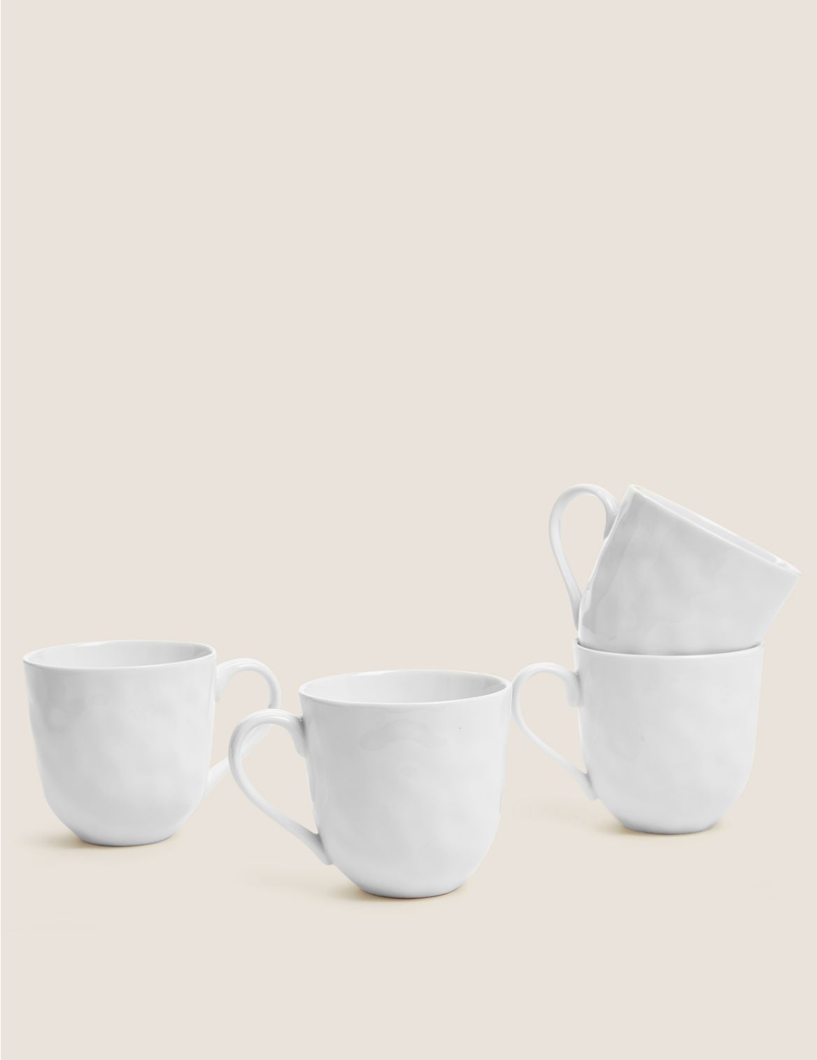 Set of 4 Artisan Mugs white