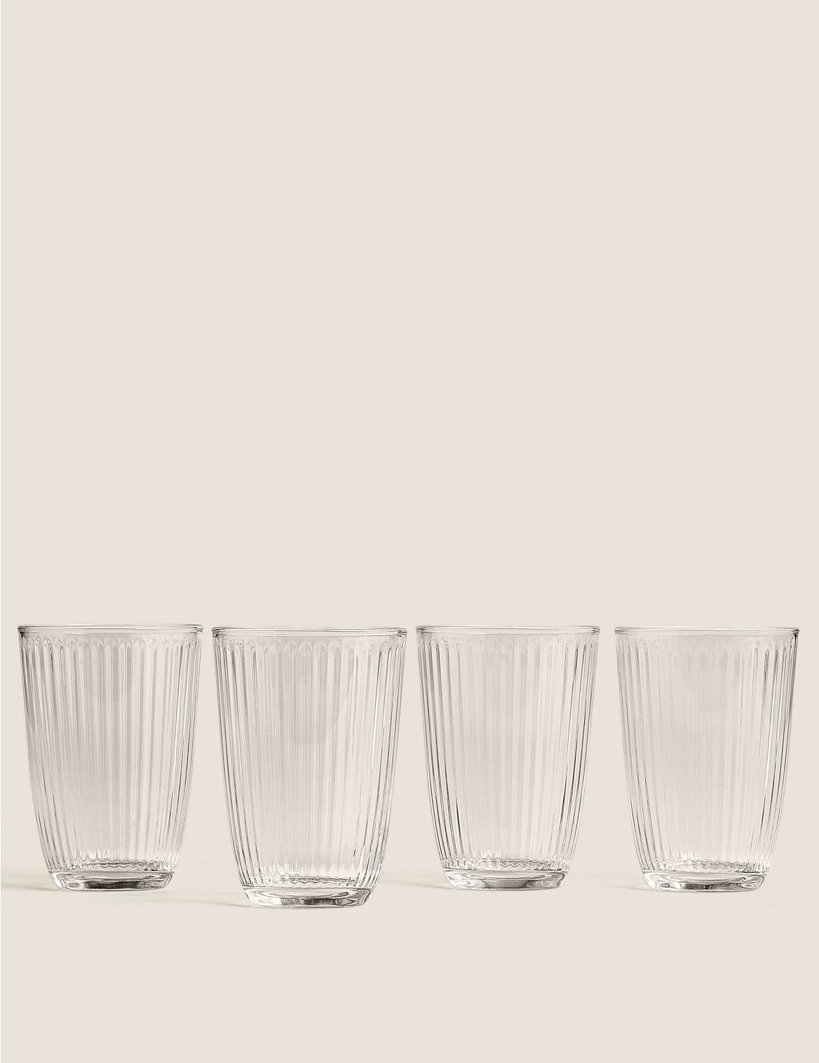 Set of 4 Textured Striped Tumblers beige