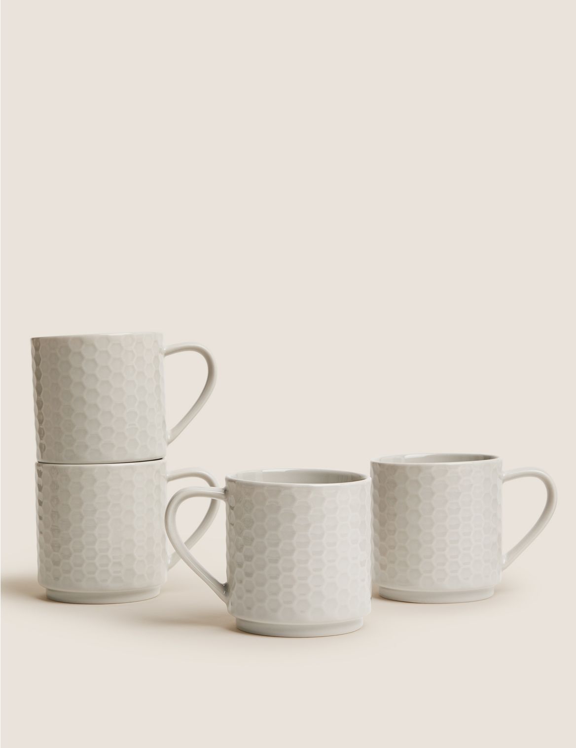 Image of Set of 4 Stacking Embossed Mugs brown