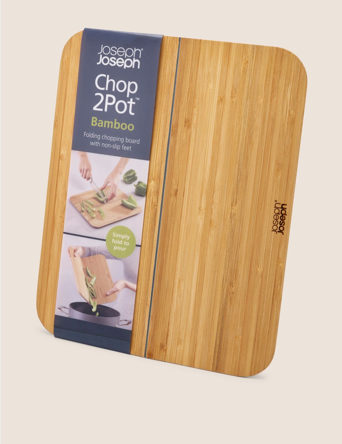 Large Chop2Pot&trade; Bamboo Chopping Board beige