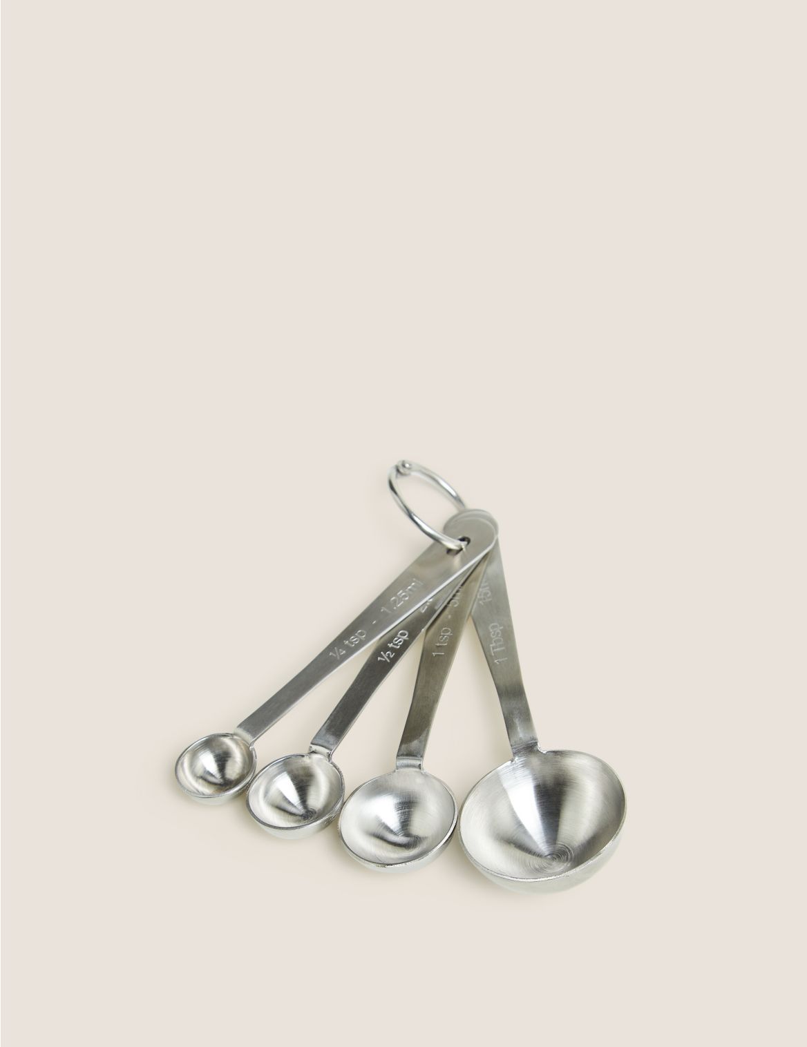 Set of 4 Stainless Steel Measuring Spoons silver