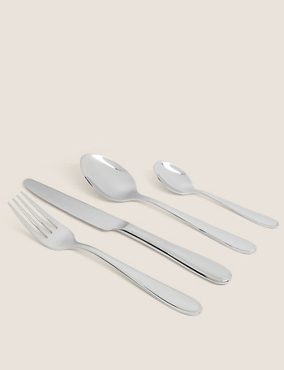 M&S Collection 24 Piece Leda Cutlery Set - 1Size - Silver, Silver