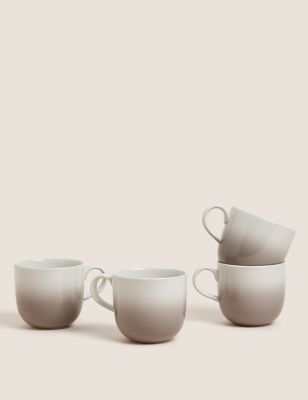 M&S Set of 4 Tribeca Ombre Mugs - Grey, Grey