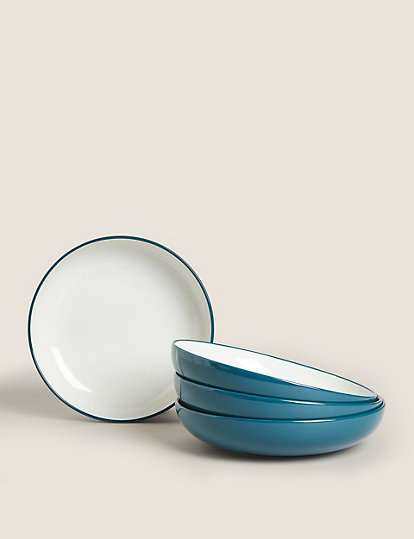 M&S Collection Set Of 4 Tribeca Pasta Bowls - 1Size - Teal, Teal