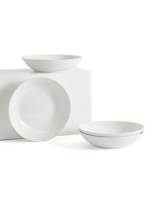 M&S Set of 4 Porcelain Pasta Bowls - White, White
