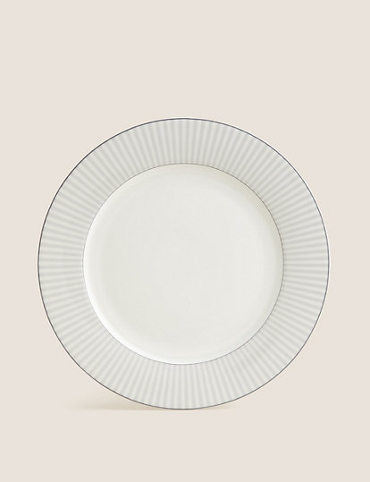 M&S Collection Hampton Stripe Dinner Plate - 1Size - Grey Mix, Grey Mix