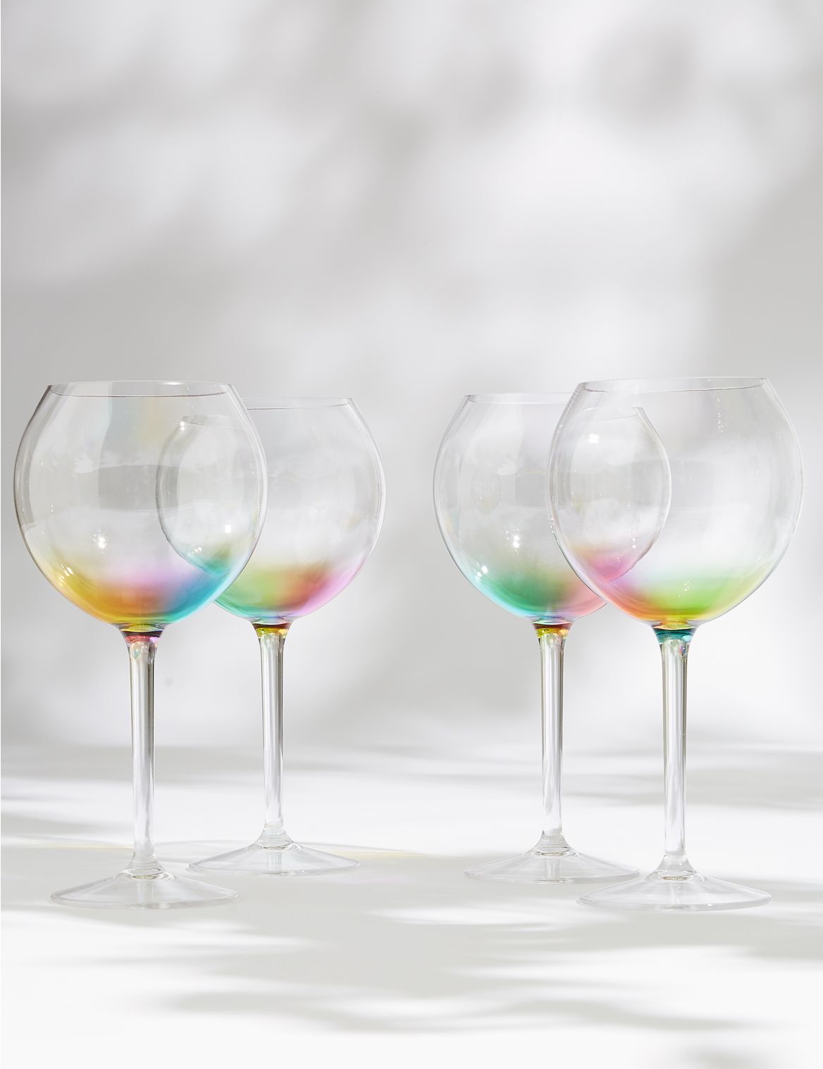 Set of 4 Rainbow Picnic Gin Glasses multi-coloured