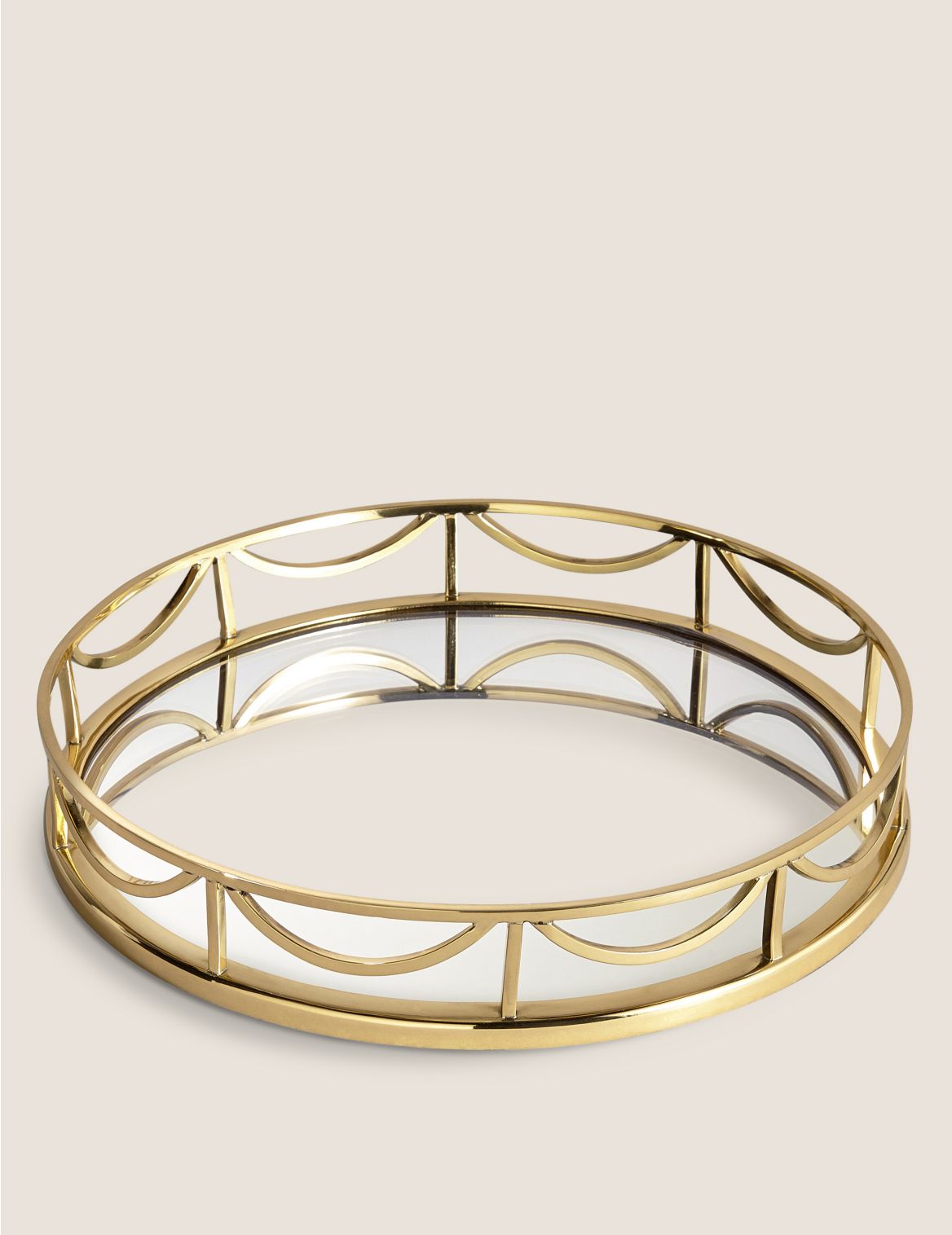 Deco Mirrored Round Tray gold