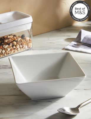 M&S Maxim Square Cereal Bowl - White, White