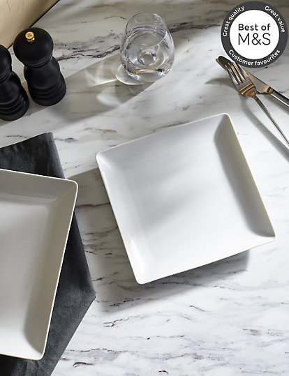 M&S Collection Maxim Square Side Plate - 1Size - White, White
