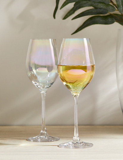 M&S Collection Set Of 2 Lustre White Wine Glasses - 1Size - Pearl, Pearl