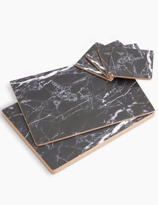 M&S Set of 4 Marble Effect Placemats & Coasters