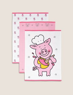 M&S Set of 3 Percy Pig  Tea Towels