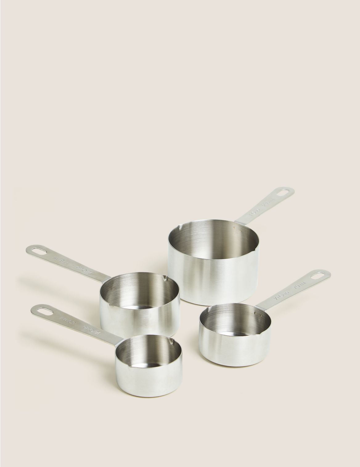 Set of 4 Stainless Steel Measuring Cups silver