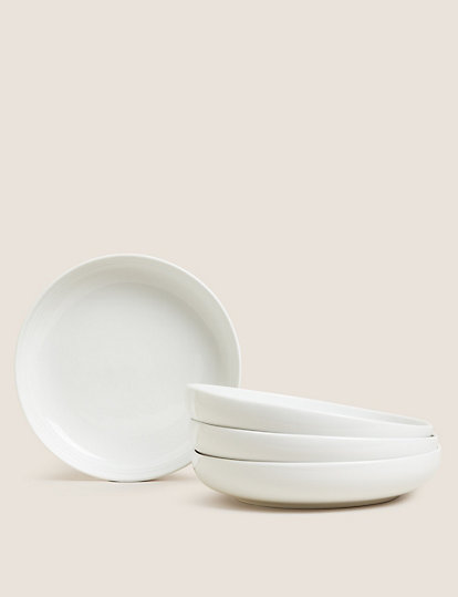 M&S Collection Set Of 4 Marlowe Pasta Bowls - 1Size - Light Grey, Light Grey