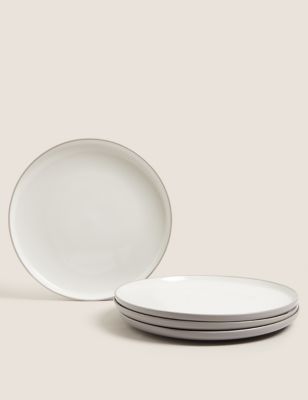 M&S Set of 4 Tribeca Dinner Plates - Grey, Grey